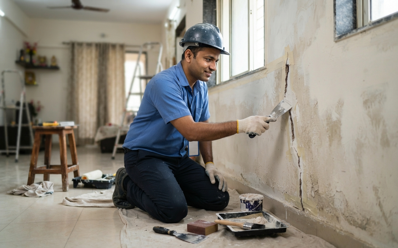 Wall Crack Repair and Painting Service